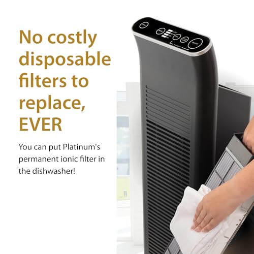 Ionic Pro Platinum (TA750) Air Purifier Tower, Never Replace Filters, Quiet Negative Ion Technology, Cleans Rooms Up to 800 sq ft