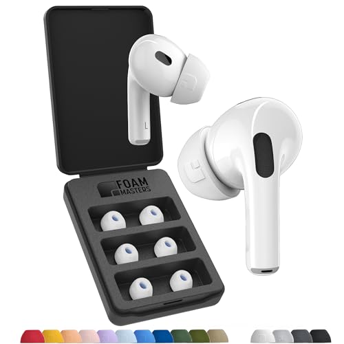 Foam Masters Memory-Schaumstoff-Ohrstöpsel für AirPods Pro 1. und 2. Generation, 3 Paar, Black Magic-Version 6.0, bequem, sicher, verbesserte Geräusch