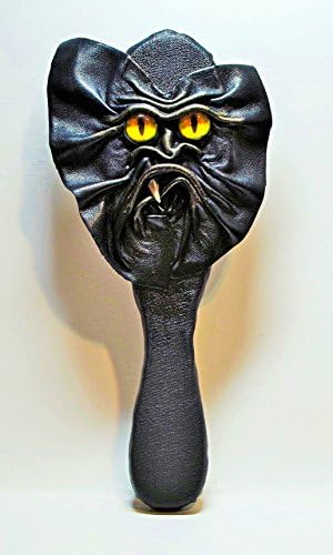 Leather Hair Brush with 3D monster face. Hair Care Massage Brush.