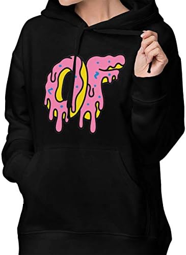 Weiheiwec 9 Women's Odd Future of Donut Logo Pullover Hooded Sweatshirt with Pocket Black