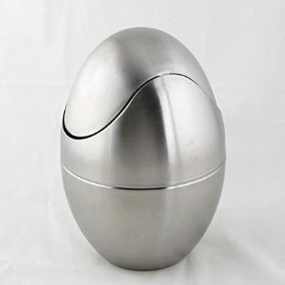 Stainless Steel Rubbish Bucket Egg Shape 1.5l Waste Bins Household Cleaning Tools Portable Vehicle Outdoors