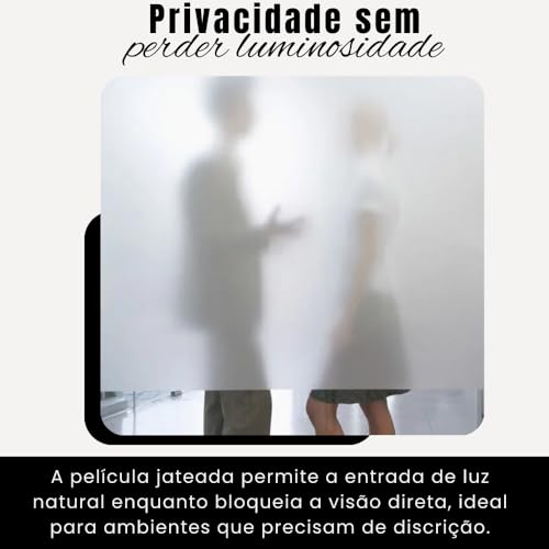 Película Adesiva Jateada Impermeável para Vidro 45cm x 5m – Adesivo Fosco de Privacidade para Janelas, Portas, Box - UpShop