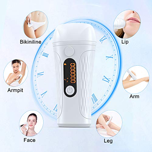 IPL Hair Removal for Women Permanent 500,000 Flashes Painless Facial Wholebody Hair Remover Device Profesional Hair Treatment Home Use (White)