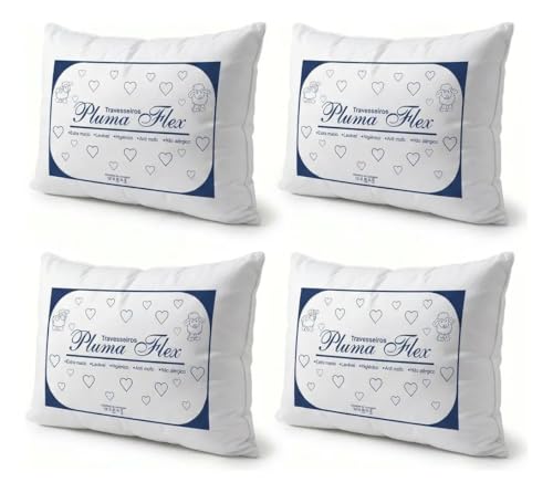Kit 4 Travesseiros Premium Extra Macio Antialérgico Lavável e Antimofo Conforto para Dormir