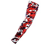 COOLOMG (One Piece) Youth Compression Arm Sleeve UV Protection USA Flag Digital Camo Red Blue XXS