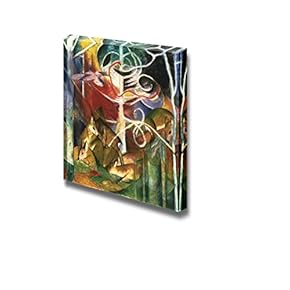 Deer in The Forest by Franz Marc - Canvas Print Wall Art Famous Painting Reproduction - 12" x 12"