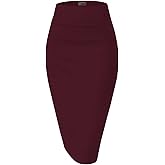 Hybrid & Company Women's Premium Nylon Ponte Stretch High Waist Pencil Suit Skirt Below Knee