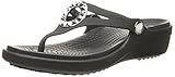 crocs Women's Sanrah Studded Circle WDG Flip Flop, Black/Black, 8 B(M) US