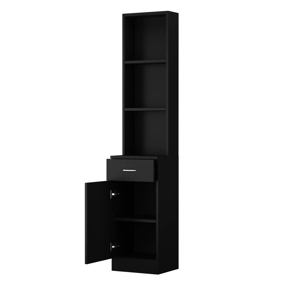 Mefeir Beauty Salon Storage Hair Stylist Equipment Salon Barber Cabinet with 5 Compartments 1 Drawer, 1 Door (Black): Beauty