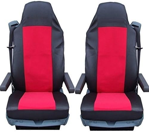 2 x Lorry Fitted Seat Covers Red/Black High Quality Polyester
