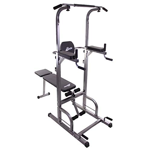 Multi-functional Exercises Tower with Weight Bench, Pull-Up Bar and Dip Station