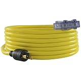 Conntek 20311-025 25-Feet 10/3 30-Amp 125-volt L5-30P Locking Plug to Tri-outlets with Light Indicator
