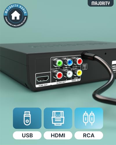 DVD Player for TV | HDMI DVD Player with Upscaling 1080P | Region Free Playback | CD Player with MP3 and USB | HMDI Cable, RCA Cable and Remote Control Included | MAJORITY:DVD