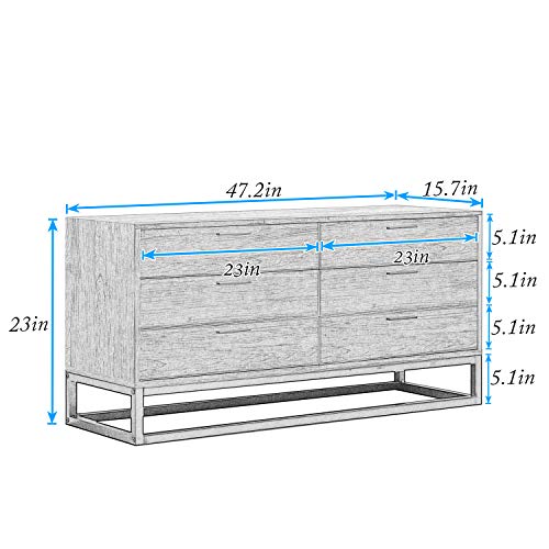 image for DlandHome Wood Dressers 47.2 inches Storage Cabinet with Drawers Conso