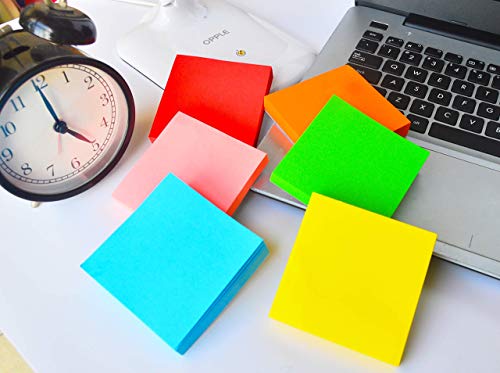Pop Up Sticky Notes Self Stick Notes Assorted Colors 3x3 inch 100Sheets/Pad 6 Pads/Pack 600 Sheets Total Individual Package (Assorted Colors) - Thumbnail 3