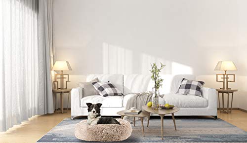 XIGRS Dog Calming Bed, Orthopedic Round Donut Cuddler Ultra Soft Plush Comfortable Cozy Sponge Cushion Bed with Non-Slip Bottom Furry Bed for Small Medium Pets Calm Sleeping (S-23.6INCH, Brown)