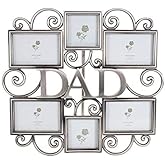 LASODY Dad Picture Frame,Cherish Every Memory,6 opening photo collage,Antique Silver,Father Day Giftsasody Fathers Day And Mothers Day Collage Picture Frame (3”X2“+2“x2", Dad)