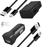 Samsung Galaxy S7 Adaptive Fast Charger Micro USB 2.0 Cable Kit by Ixir - {Wall Charger + Car Charger + 2 Cable} True Digital Adaptive Fast Charging up to 50% faster charging! (BLACK)