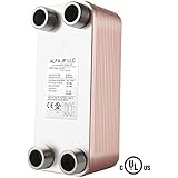 Heat Exchanger Plates 20 Copper/SS316L 5"x12" MPT 1 1/4" 330,000 BTU/hr Floor Heating