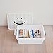 Time Concept Kids Smile Plastic Storage Box - Small, White - Clothing Bin, Toy Container, Stackable Organizer