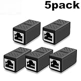 RJ45 Coupler, Network Coupler, Ethernet Connectors, Hielded in-Line Coupler for Cat7/Cat6/Cat5e/Cat5 Ethernet Cable Extender Connector - Female to Female (Black-5 Pack)