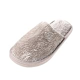 Jiyaru Mens Womens Solid Fuzzy Round Toe Soft Indoor Winter Warm Slippers