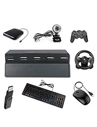 Komifa USB Hub para PS4 Slim, conector de expansión de adaptador USB, divisor USB, extensión de extensión USB diseñada para la consola de juegos Sony PS4S Playstation 4 Slim Edition (1 x USB 3.0 y 4 x USB 2.0)