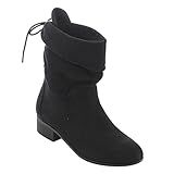 Soda FD67 Women's Foldable Cuff Mid Calf Block Heel Boots