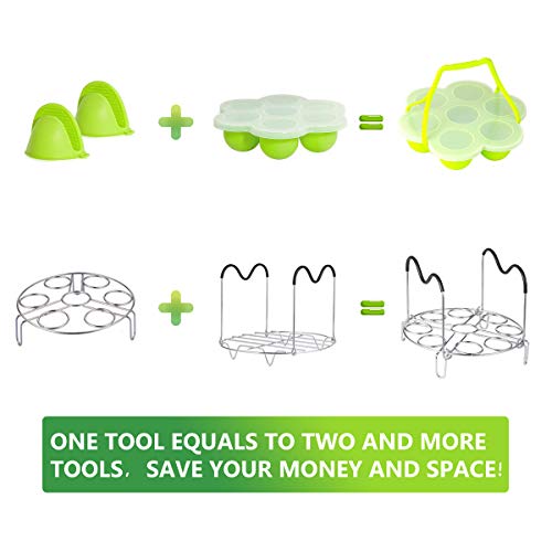 10Pcs Pressure Cooker Accessories Set Compatible with Instant Pot Accessories 6,8 Qt, Steamer Basket, Springform Pan, Egg Steamer Rack, Silicone Egg Bites Mold, 2 Trivet Mats, Mitts and Kitchen Tongs