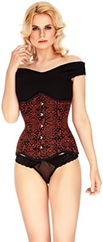 Mio Corset Florence Red and Black Brocade Underbust Waspie AIC-01-143 28" (for 30-32" waist)