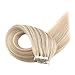 Moresoo 18 Inch PU Tape in Hair Extensions Color #18 Ash Blonde Highlighted with #613 Blonde 100g/40pcs Invisible Seamless Skin Weft Human Hair Extensions Glue on Tape on Extensions