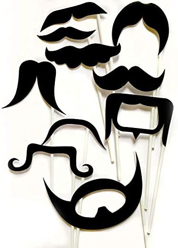 MUSTACHES Photo Booth Props – 10 pieces, Ready to use for Birthday, Wedding, Baby Shower, Bachelorette Party, sweet sixteen for any Party or any event. Wedding Photo Booth props. Birthday Photo booth