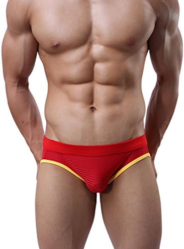 Shineseasons Underwear Sexy Men's Breathable Jockstrap Backless Mesh Briefs Medium Red