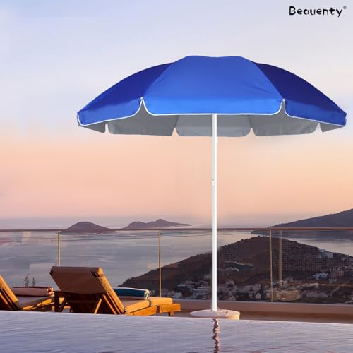 Beauenty 2M Patio Umbrella UV Protection Waterproof Outdoor Beach Umbrella, Adjustable Height Portable Sunshade Umbrella for Garden, Camping, Deck, Yard, Pool