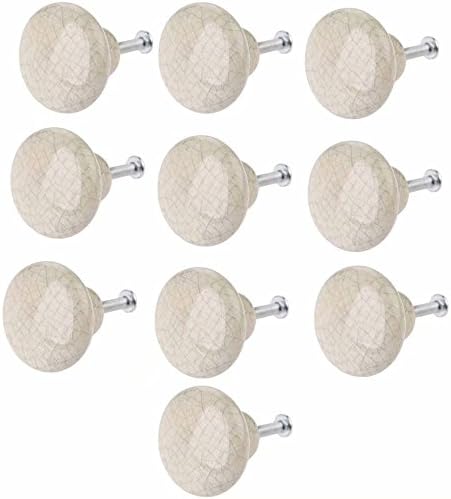 10 Pcs Vintage Crackle Ceramic Cabinet Door Drawer Knob Kitchen Dresser Wardrobe Pull Handle with Screws for Home Decorating