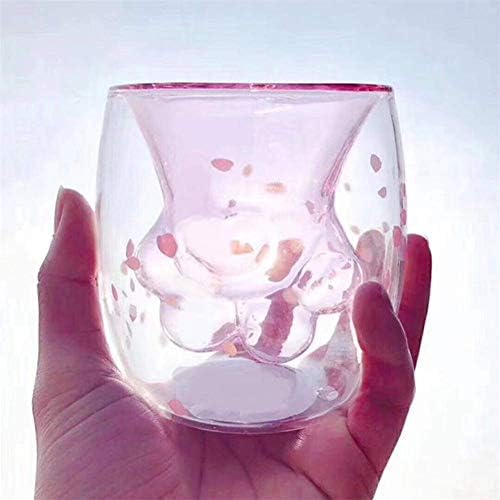 LUOKI Cat Claw Cup Cat Paw Mug Cat-claw Coffee Mug 6oz Pink Double Wall Glass Mug Heat-resistant Bottle (Color : Pink)