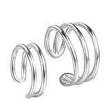 Qiandi 925 Sterling Silver Double Bands Cuff Clip-on Earrings No Piercing Women Girls Christmas Jewelry