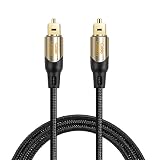 CableCreation 50 Feet Toslink Male to Toslink Male Digital Optical SPDIF Audio Cable, Braided Fiber Cable with Metal Connectors, Black & Gold/ 15.2 Meters