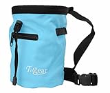 Chalk Bag for Rock Climbing, Weightlifting, Bouldering & Gymnastics with Drawstring Closure, Quick-clip Belt and Valuables Securely Holding Zippered Pocket (Light Blue)