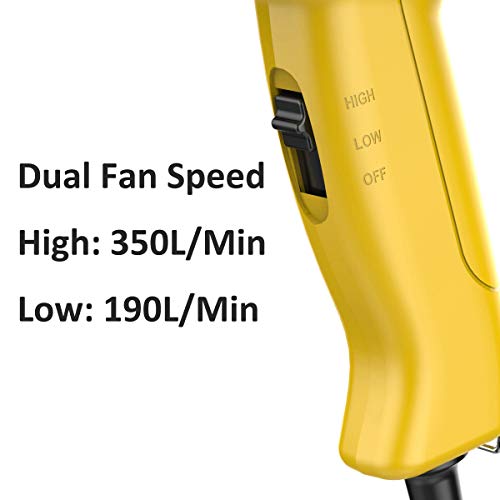 Heat Gun Variable Temperature, Amtake Professional Hot Air Gun 120°F - 1020°F (50℃~550℃) with 2 Fan Speed, 4 Nozzle Attachments for Crafts, Heat shrink tubing, Stripping Paint - Thumbnail 2