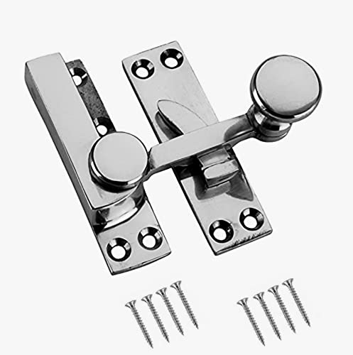 TERF® Traditional Polished Chrome Sash Window Lock Fastener Arm Type With Fixing Screws For Wood Aluminium UPVC Vinyl Frames - Pack of 1