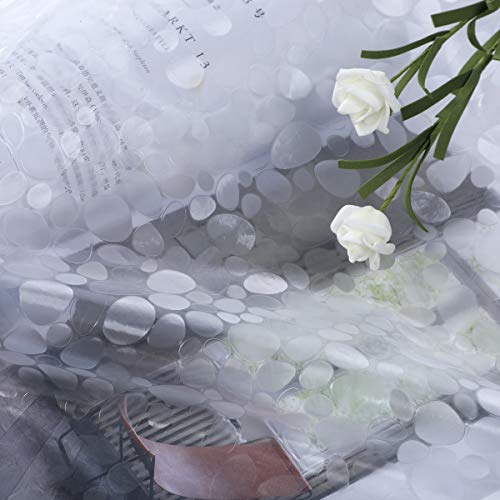 WellColor Short Shower Curtain Liner 65 inch, Pebble Translucent EVA