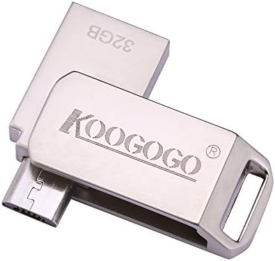 KOOGOGO Android Flash Drive 2-in-1 USB 2.0 Micro USB OTG Disk, Metal Key Swivel Thumb Drive Memory Stick for Android Smartphones, Tablets and Computers (32GB)
