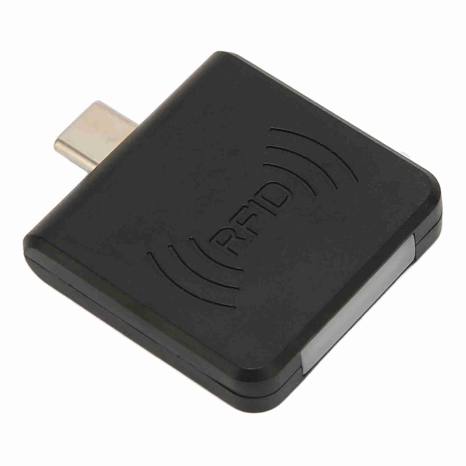 Rfid ID Mobile, Type C Interface 125Khz Portable Rfid Reader Phone Card Reader Smart Black (Black)