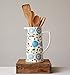 Creative Co-Op Blue & Red Floral Stoneware Pitcher
