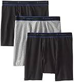 Champion Men's 3-Pack Performance Cotton Regular Leg Boxer Briefs, Assorted, Small