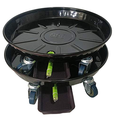 Plant Caddy, Morntek Heavy Duty Metal Potted Plant Stand with Iron Wheels and Drain Hole, 2 Pack