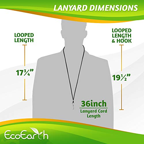EcoEarth Lanyard (Premium Tier) (50 Pack Round Non-Breakaway w Hook) Black Lanyards for ID Badges, Badge Lanyard, ID Lanyard, Name Tag Lanyard ID Holder, Cruise Lanyard, Bulk Lanyard