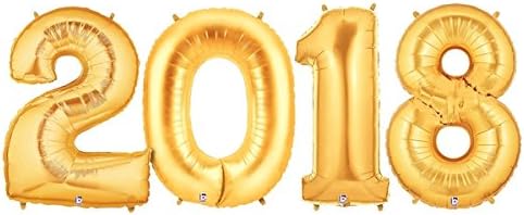 Large Gold Number 2018 Balloons Float with Helium
