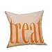 Decemter Trick or Treat Halloween Cotton Linen Decorative Pillowcases for Couch Patio Set of 4,18×18